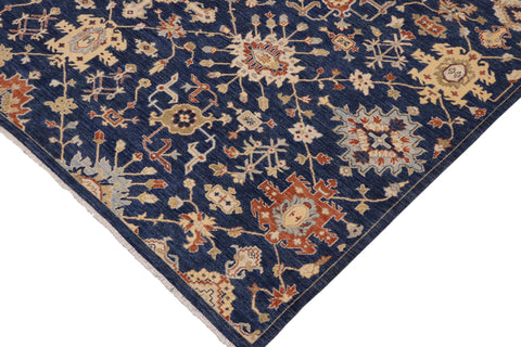 handmade Modern Kafkaz Blue Orange Hand Knotted RECTANGLE 100% WOOL area rug 9' x 12'