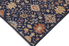 handmade Modern Kafkaz Blue Orange Hand Knotted RECTANGLE 100% WOOL area rug 9' x 12'