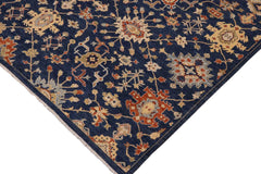 handmade Traditional Kafkaz Blue Orange Hand Knotted RECTANGLE 100% WOOL area rug 9 x 12