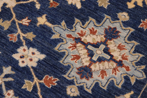 handmade Modern Kafkaz Blue Orange Hand Knotted RECTANGLE 100% WOOL area rug 9' x 12'