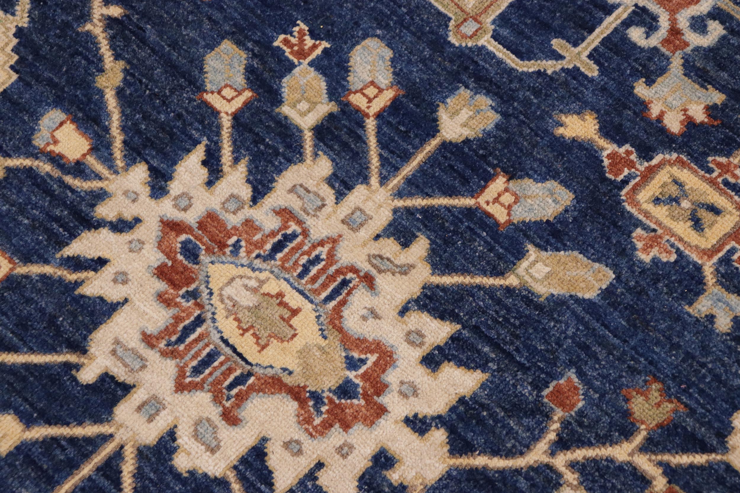 handmade Modern Kafkaz Blue Orange Hand Knotted RECTANGLE 100% WOOL area rug 9' x 12'