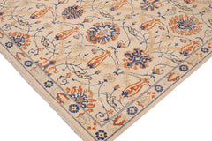 handmade Transitional Kafkaz Beige Blue Hand Knotted RECTANGLE 100% WOOL area rug 9 x 11