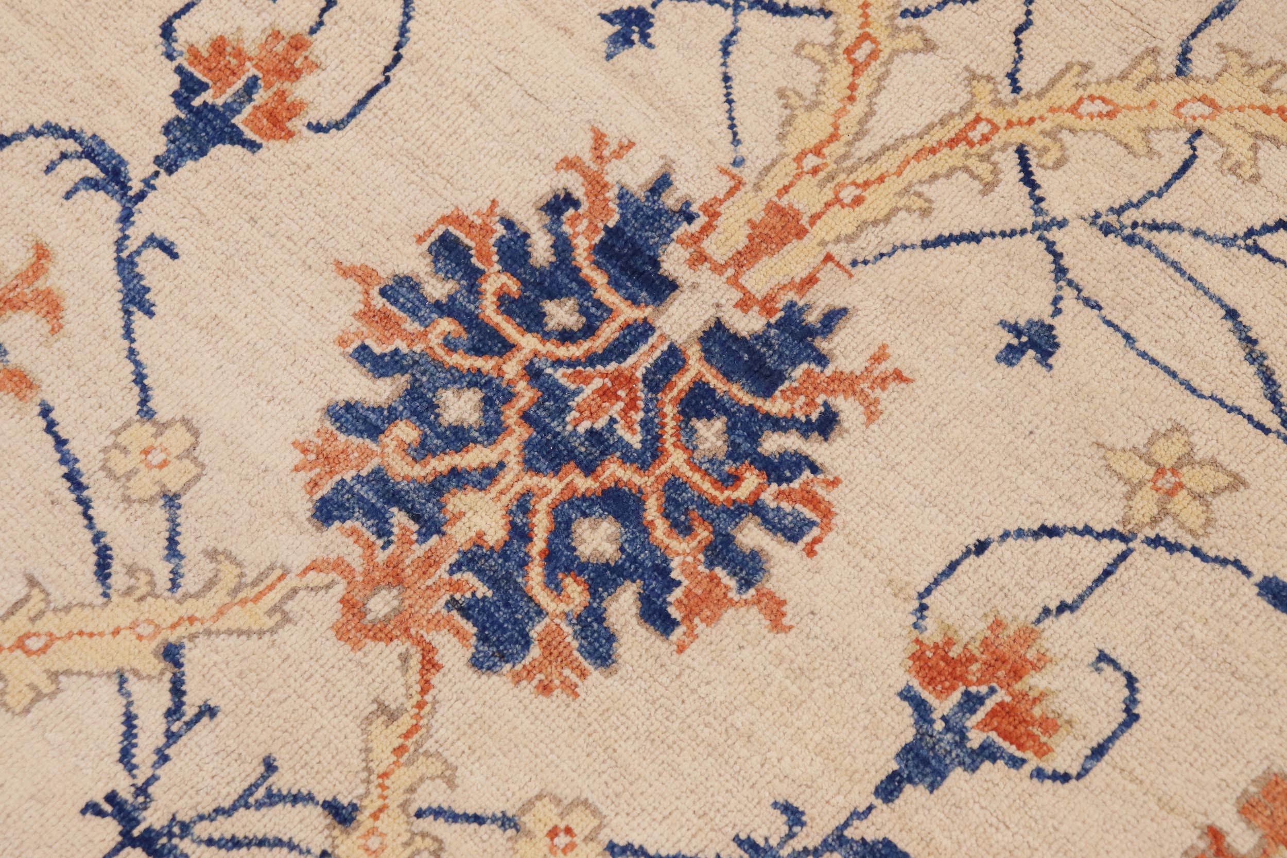 handmade Modern Kafkaz Beige Blue Hand Knotted RECTANGLE 100% WOOL area rug 9' x 11'