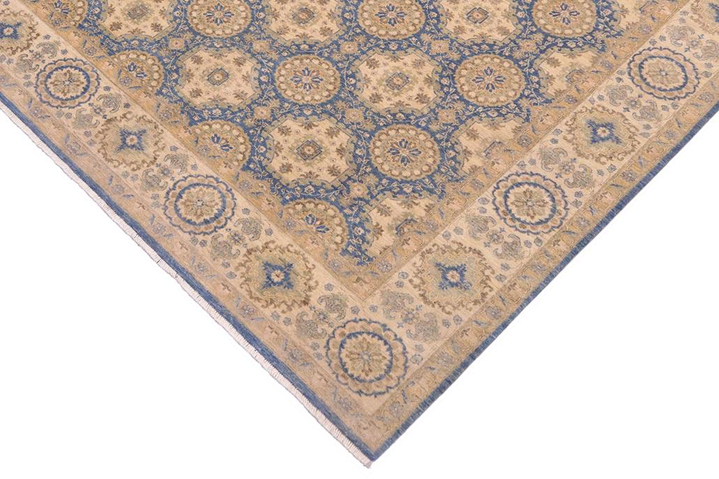 handmade Transitional Kafkaz Lt. Blue Beige Hand Knotted RECTANGLE 100% WOOL area rug 9 x 12