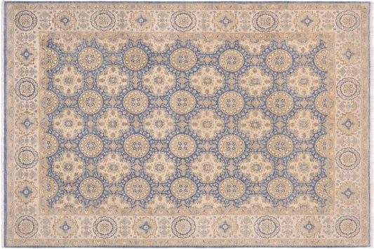 handmade Transitional Kafkaz Lt. Blue Beige Hand Knotted RECTANGLE 100% WOOL area rug 9' x 12'