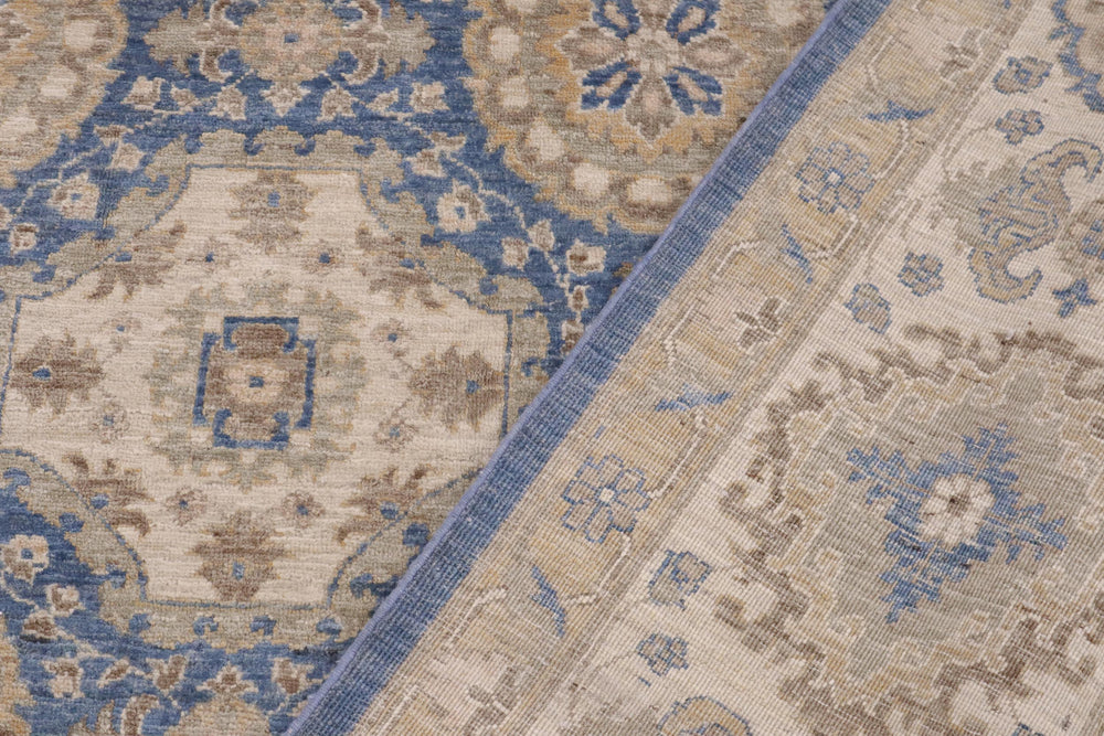 handmade Transitional Kafkaz Lt. Blue Beige Hand Knotted RECTANGLE 100% WOOL area rug 9' x 12'