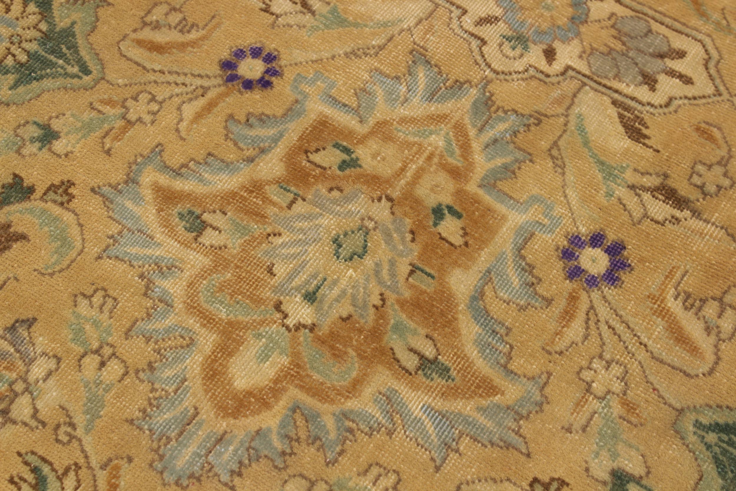 handmade Vintage Hand Painte Tan Gray Hand Knotted RECTANGLE 100% WOOL area rug 9' x 13'