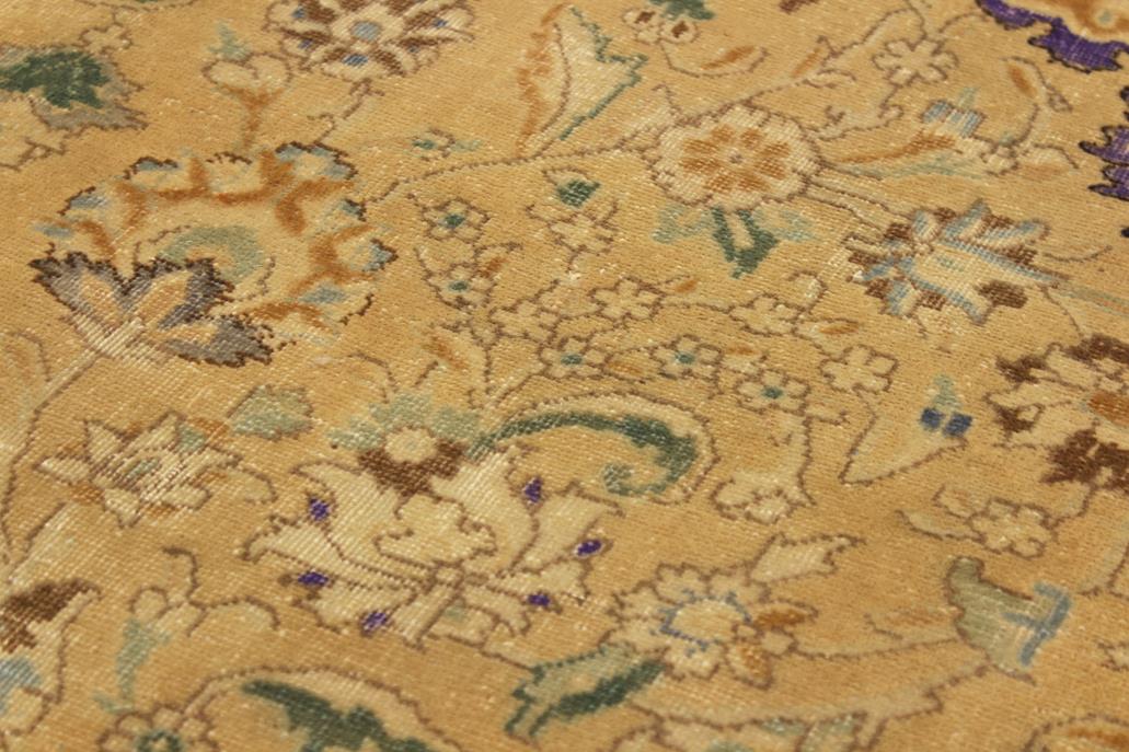 handmade Vintage Hand Painte Tan Gray Hand Knotted RECTANGLE 100% WOOL area rug 9 x 13