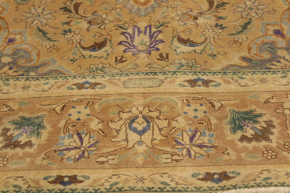 handmade Vintage Hand Painte Tan Gray Hand Knotted RECTANGLE 100% WOOL area rug 9' x 13'