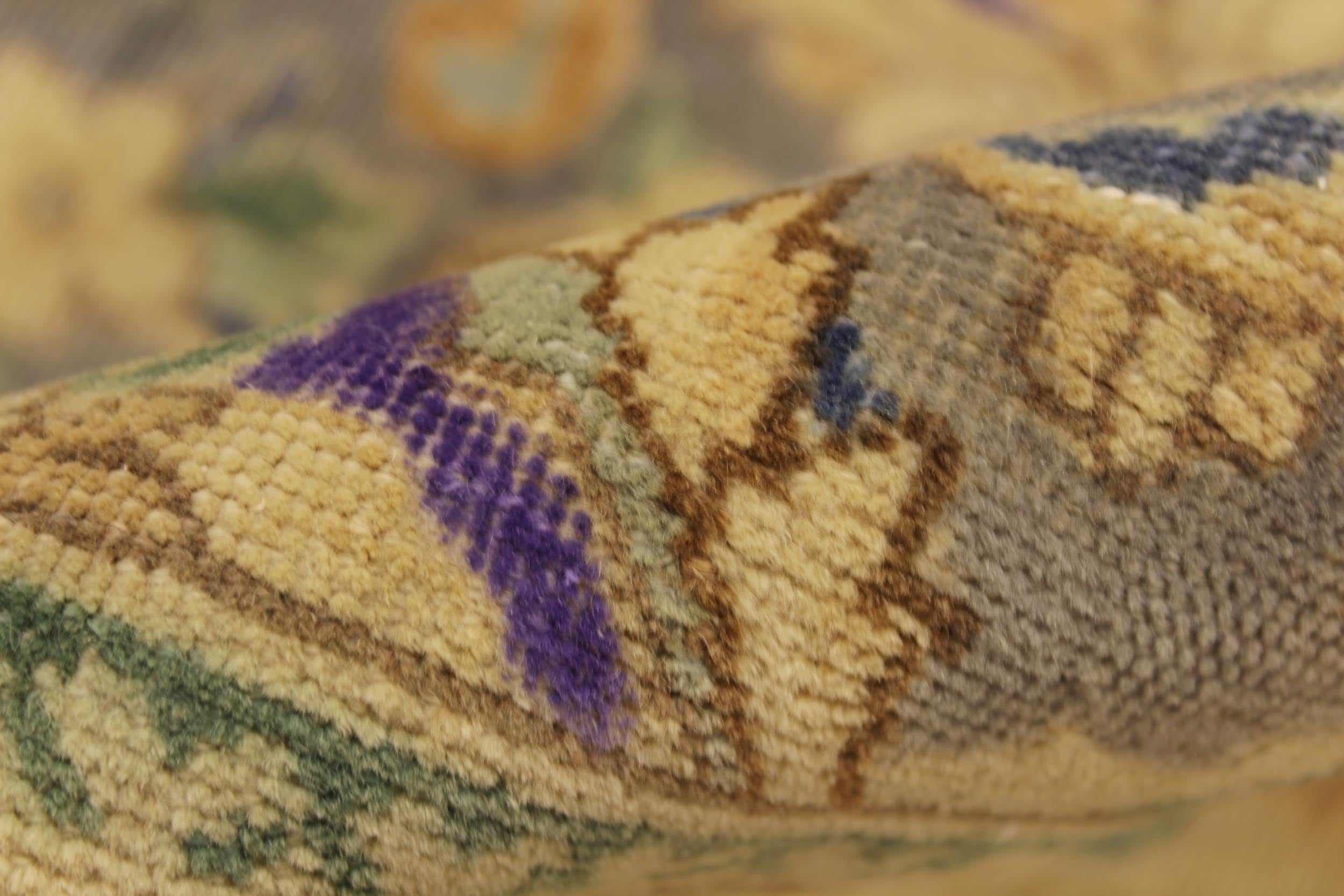 handmade Vintage Hand Painte Tan Gray Hand Knotted RECTANGLE 100% WOOL area rug 9' x 13'