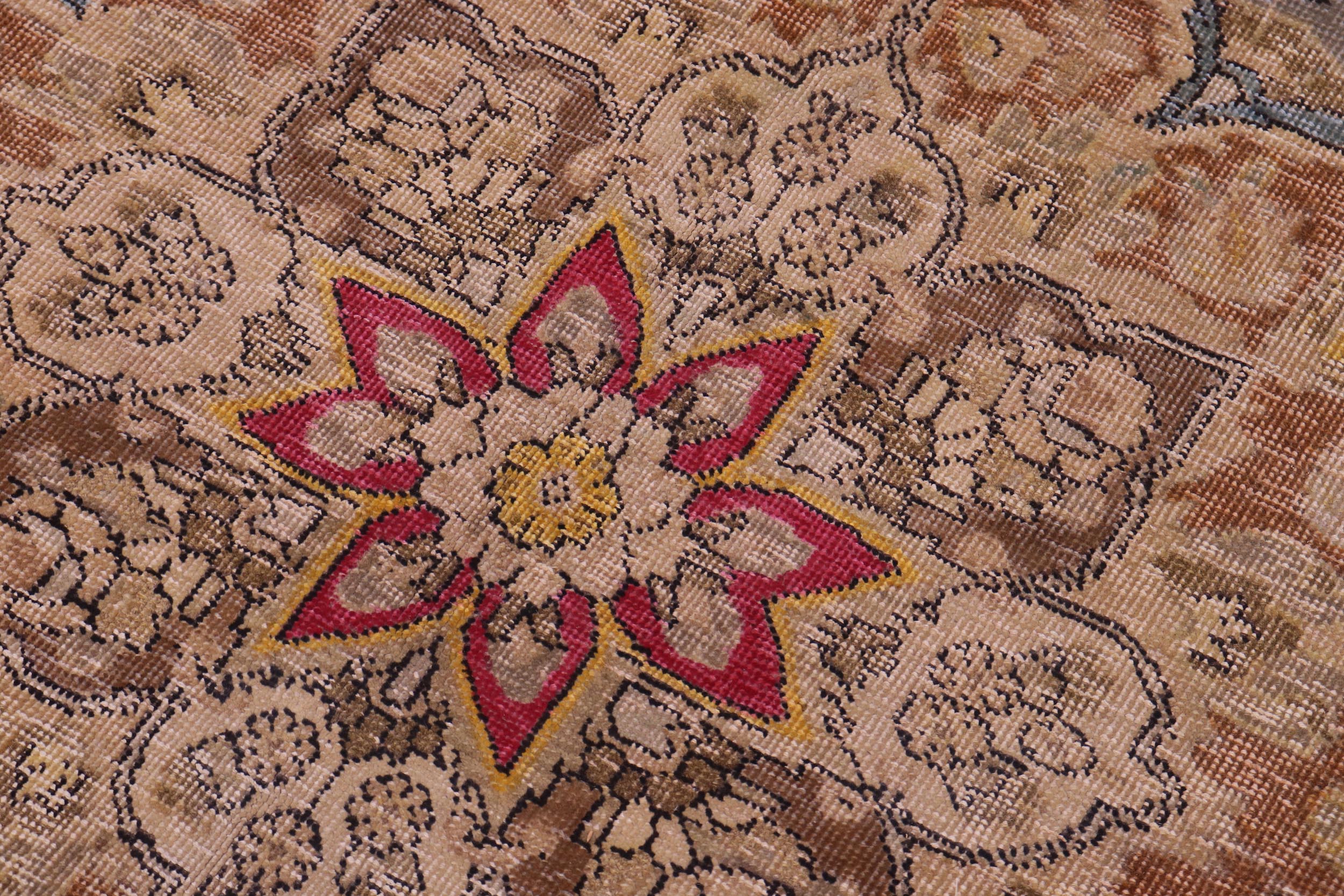 handmade Vintage Hand Painte Gray Brown Hand Knotted RECTANGLE 100% WOOL area rug 10' x 13'