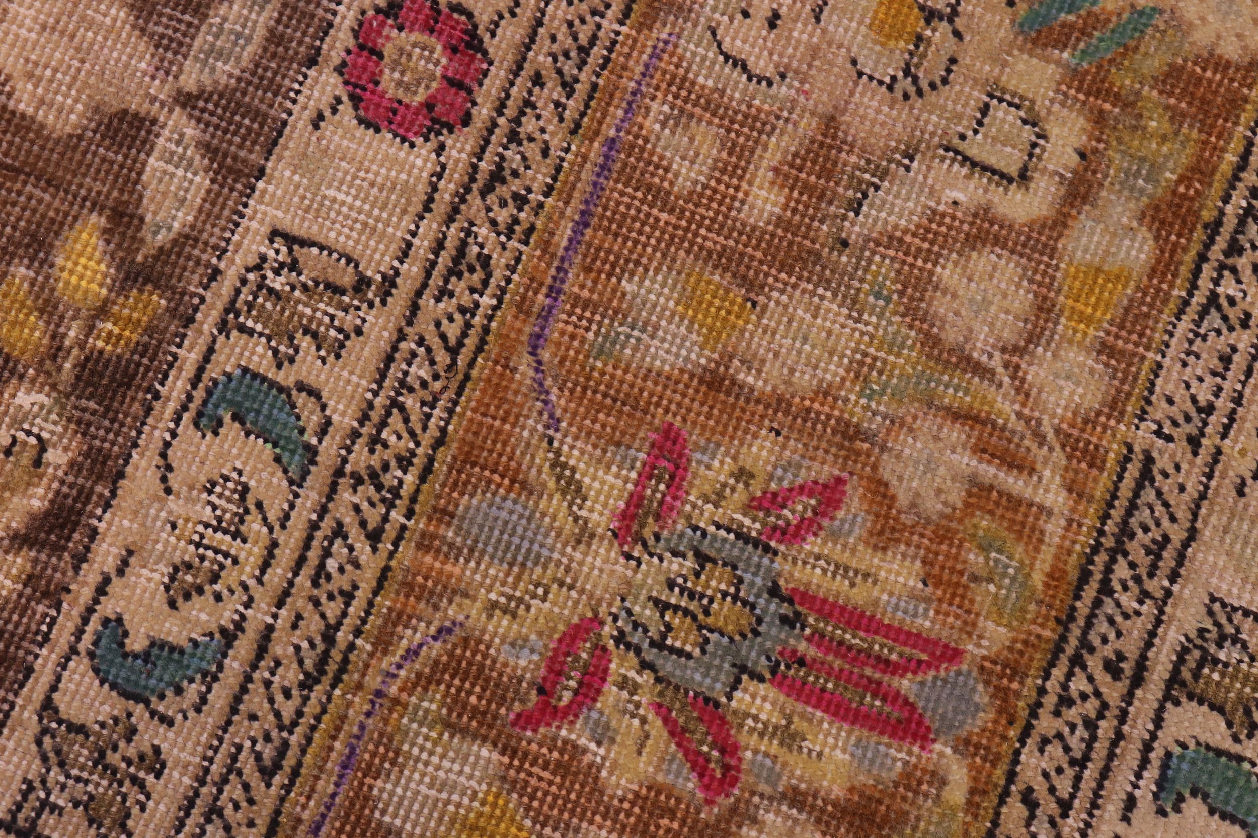 handmade Vintage Hand Painte Gray Brown Hand Knotted RECTANGLE 100% WOOL area rug 10' x 13'