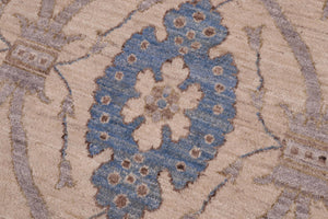 handmade Modern Kafkaz Ivory Blue Hand Knotted RECTANGLE 100% WOOL area rug 12' x 15'