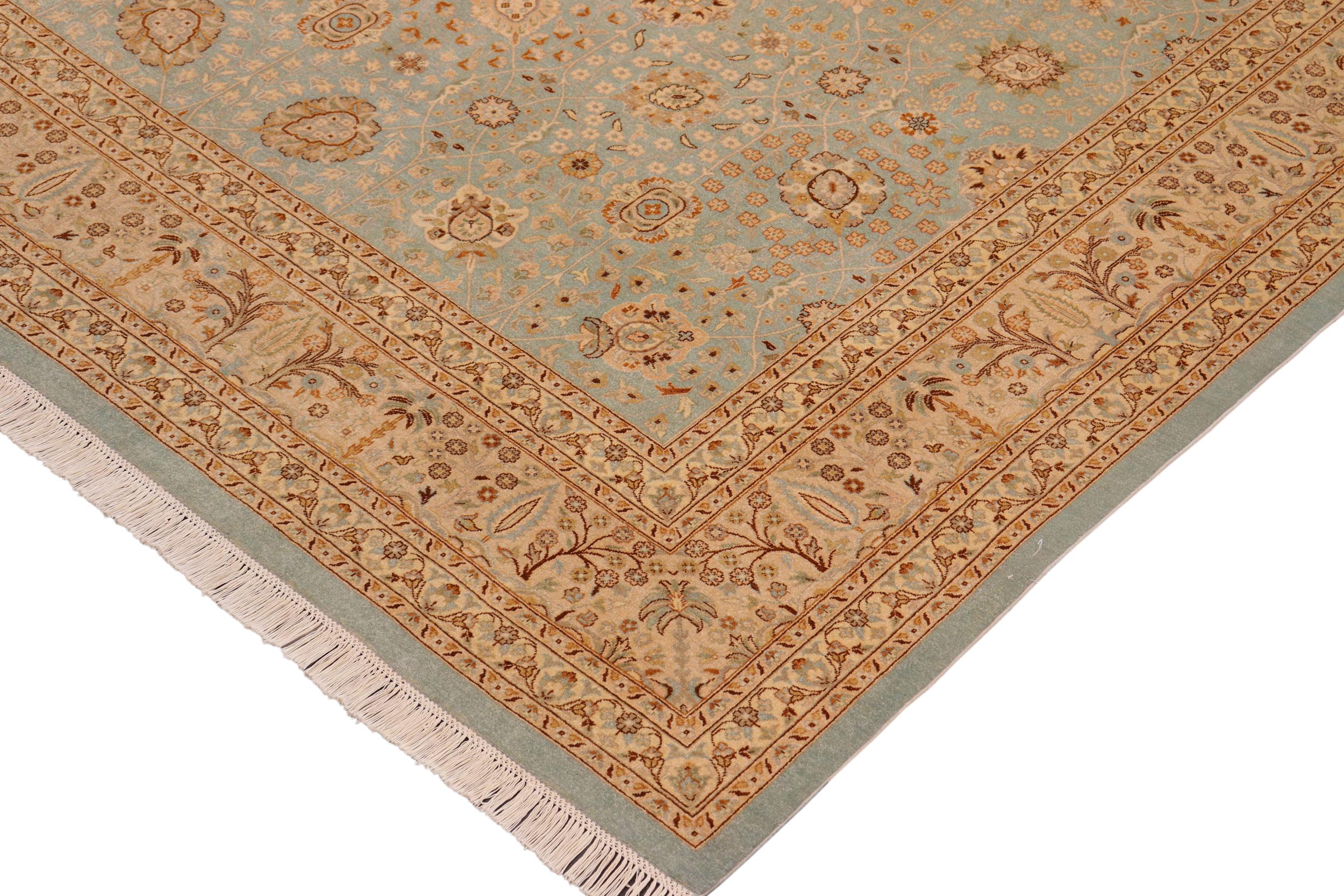 handmade Transitional Design Blue Ivory Hand Knotted RECTANGLE 100% WOOL area rug 10' x 14'