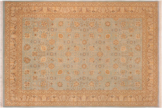 handmade Transitional Design Blue Ivory Hand Knotted RECTANGLE 100% WOOL area rug 10' x 14'
