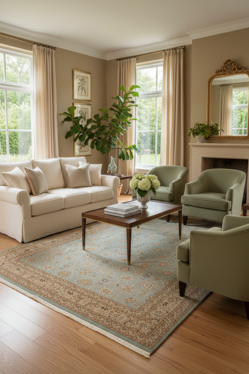 handmade Transitional Design Blue Tan Hand Knotted RECTANGLE 100% WOOL area rug 10' x 14'