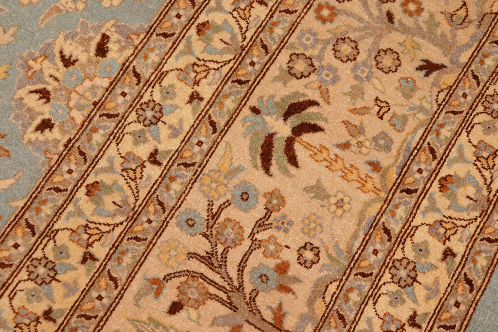 handmade Transitional Design Blue Tan Hand Knotted RECTANGLE 100% WOOL area rug 10' x 14'