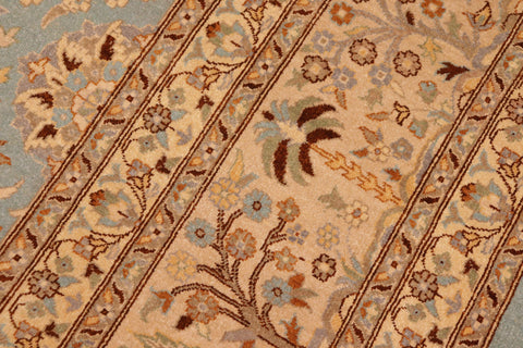 handmade Transitional Design Blue Tan Hand Knotted RECTANGLE 100% WOOL area rug 10' x 14'