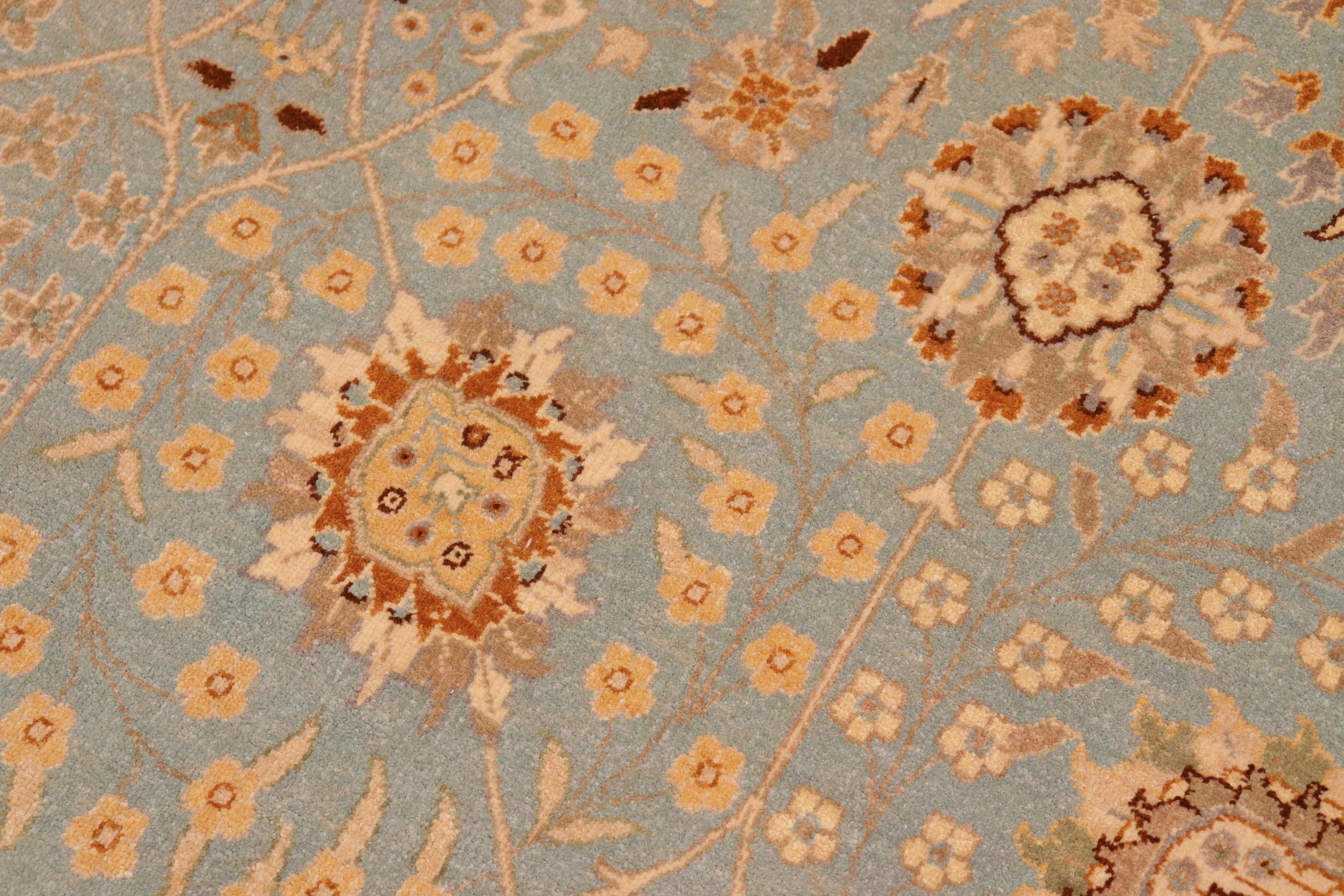 handmade Transitional Design Blue Tan Hand Knotted RECTANGLE 100% WOOL area rug 10' x 14'