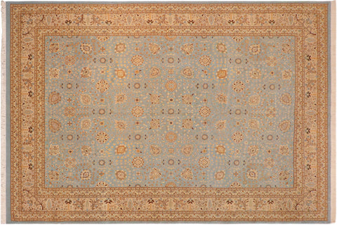 handmade Transitional Design Blue Tan Hand Knotted RECTANGLE 100% WOOL area rug 10' x 14'