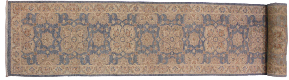 handmade Traditional Kafkaz Blue Ivory Hand Knotted RUNNER 100% WOOL area rug 3' x 13'