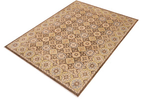 handmade Transitional Kafkaz Brown Green Hand Knotted RECTANGLE 100% WOOL area rug 9' x 11'