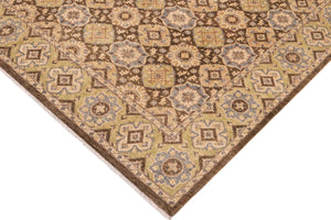 handmade Transitional Kafkaz Brown Green Hand Knotted RECTANGLE 100% WOOL area rug 9' x 11'