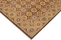 handmade Transitional Kafkaz Brown Green Hand Knotted RECTANGLE 100% WOOL area rug 9 x 11