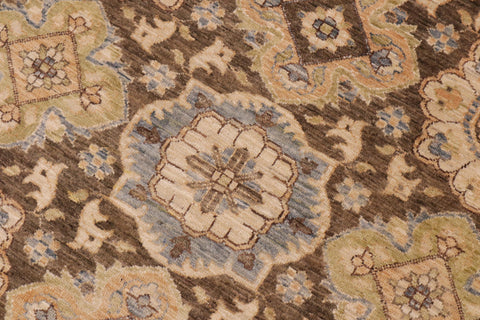 handmade Transitional Kafkaz Brown Green Hand Knotted RECTANGLE 100% WOOL area rug 9' x 11'