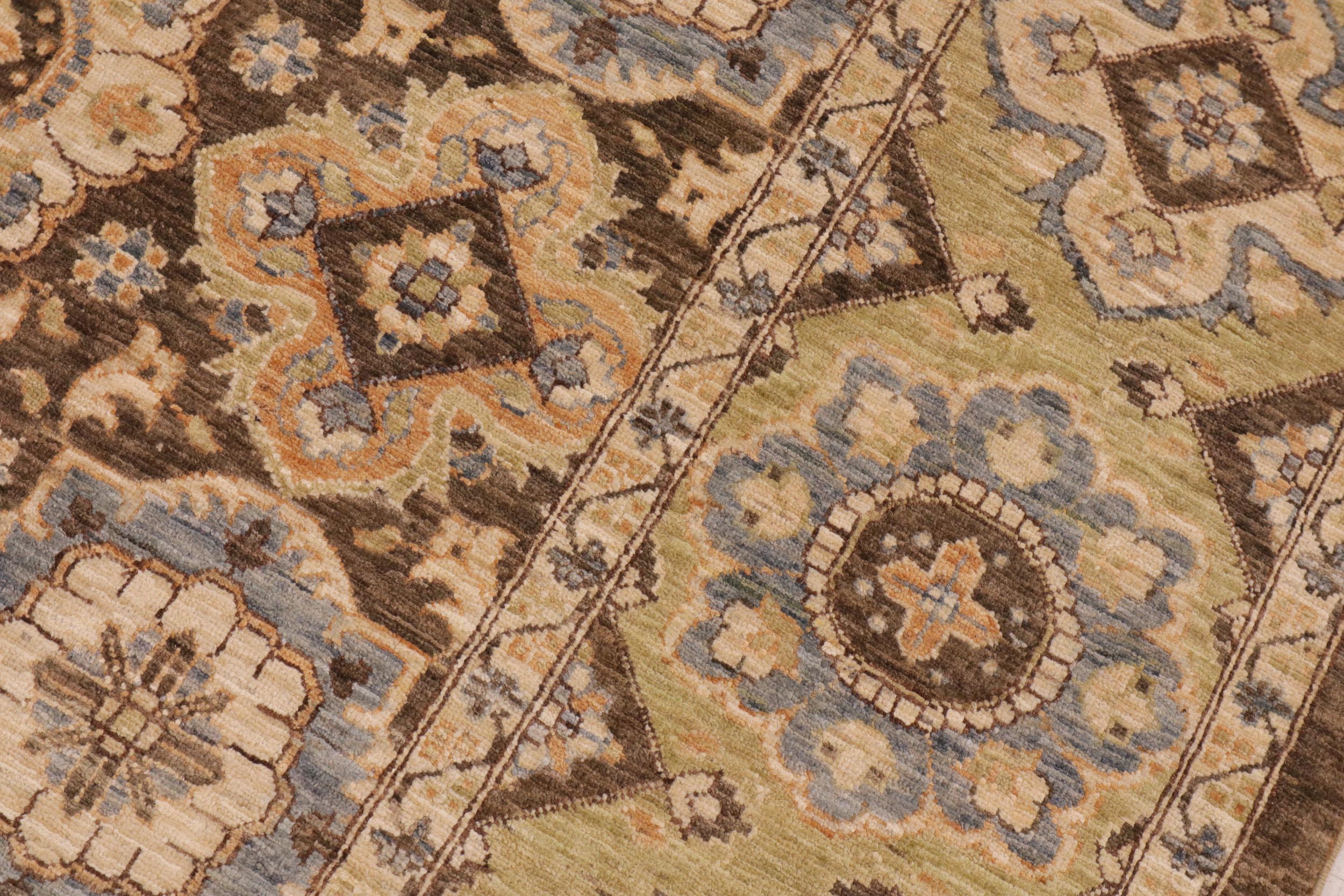 handmade Transitional Kafkaz Brown Green Hand Knotted RECTANGLE 100% WOOL area rug 9' x 11'