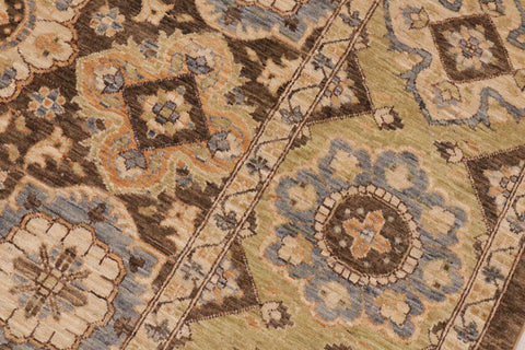 handmade Transitional Kafkaz Brown Green Hand Knotted RECTANGLE 100% WOOL area rug 9' x 11'