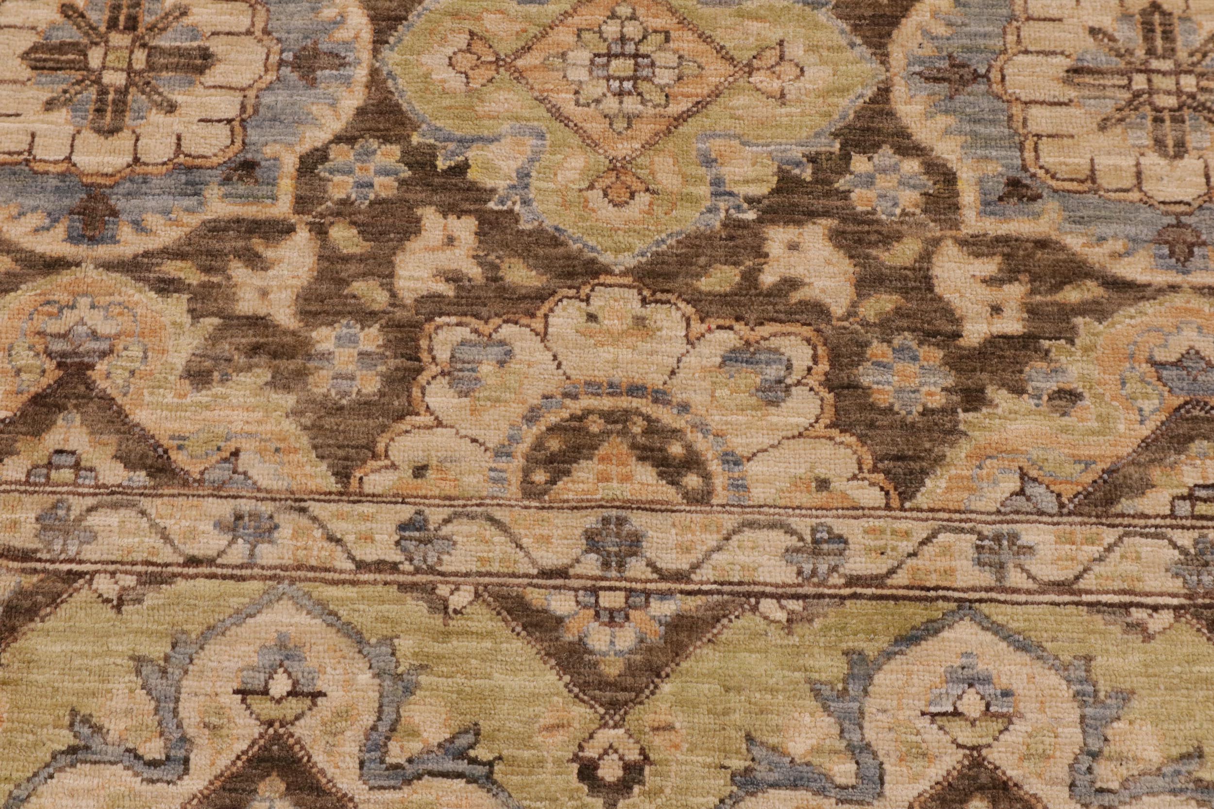 handmade Transitional Kafkaz Brown Green Hand Knotted RECTANGLE 100% WOOL area rug 9' x 11'