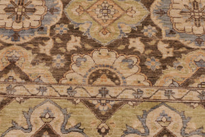 handmade Transitional Kafkaz Brown Green Hand Knotted RECTANGLE 100% WOOL area rug 9' x 11'