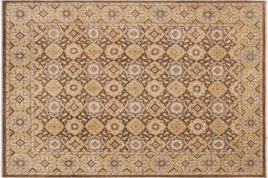 handmade Transitional Kafkaz Brown Green Hand Knotted RECTANGLE 100% WOOL area rug 9' x 11'