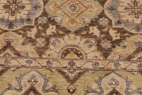 handmade Transitional Kafkaz Brown Green Hand Knotted RECTANGLE 100% WOOL area rug 9' x 11'