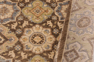 handmade Transitional Kafkaz Brown Green Hand Knotted RECTANGLE 100% WOOL area rug 9' x 11'