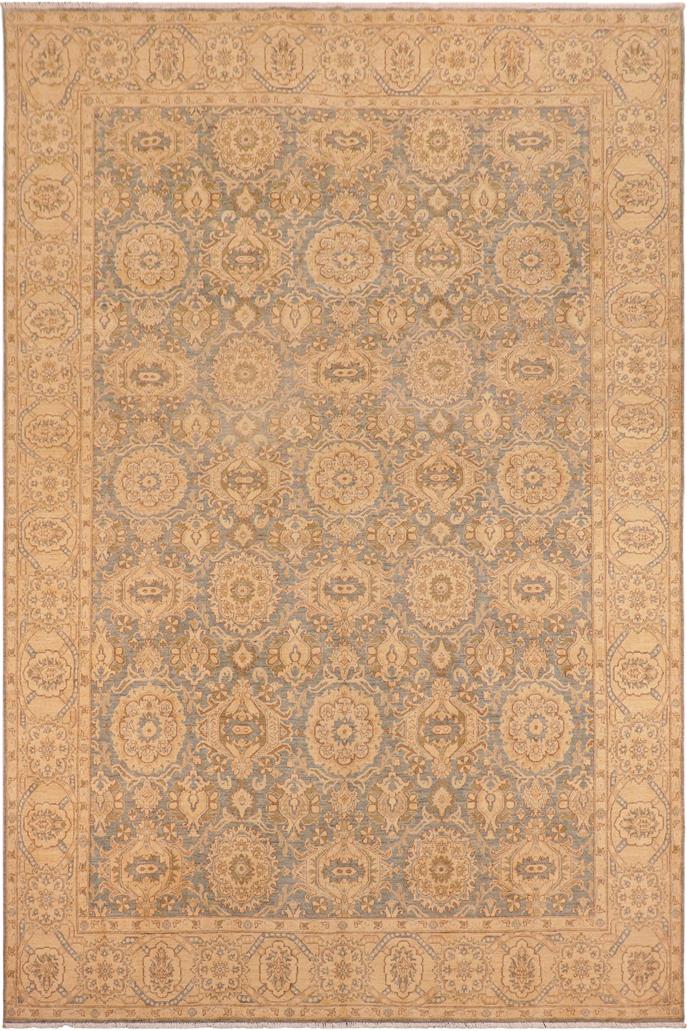 handmade Transitional Kafkaz Blue Tan Hand Knotted RECTANGLE 100% WOOL area rug 10 x 14