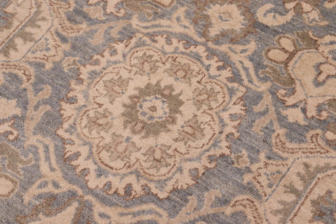 handmade Transitional Kafkaz Blue Tan Hand Knotted RECTANGLE 100% WOOL area rug 10' x 14'