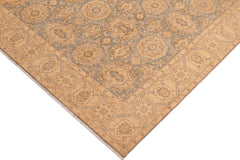 handmade Transitional Kafkaz Blue Tan Hand Knotted RECTANGLE 100% WOOL area rug 10 x 14