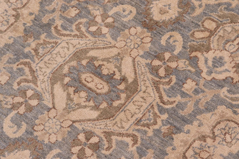 handmade Transitional Kafkaz Blue Tan Hand Knotted RECTANGLE 100% WOOL area rug 10' x 14'
