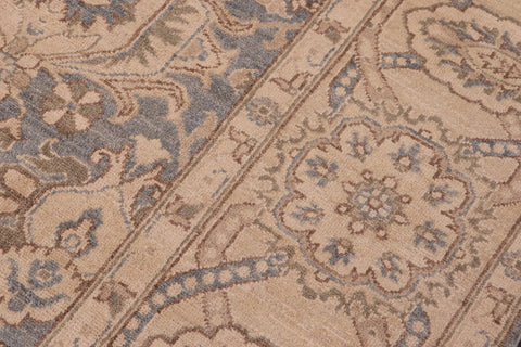 handmade Transitional Kafkaz Blue Tan Hand Knotted RECTANGLE 100% WOOL area rug 10' x 14'