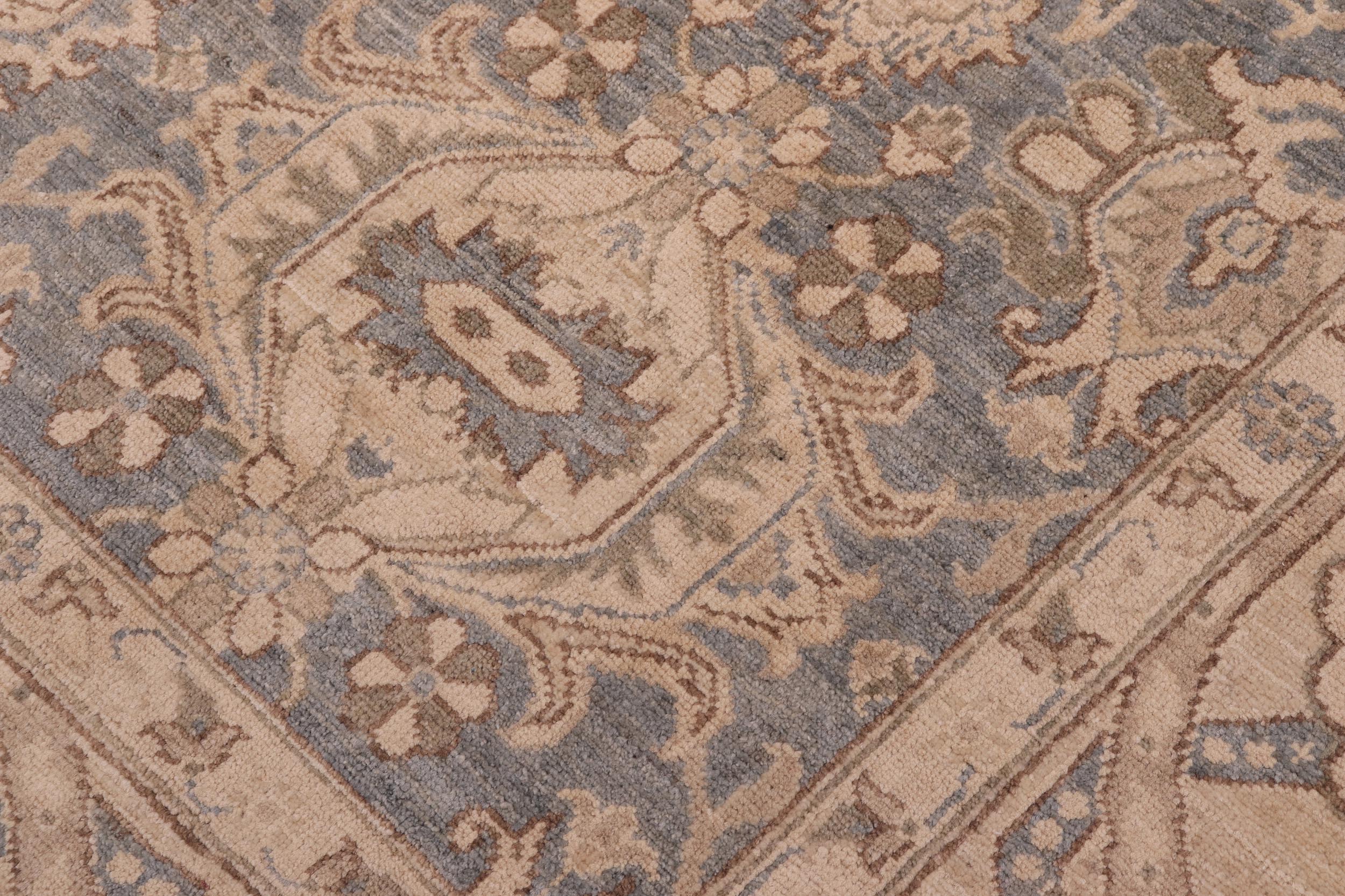 handmade Transitional Kafkaz Blue Tan Hand Knotted RECTANGLE 100% WOOL area rug 10' x 14'