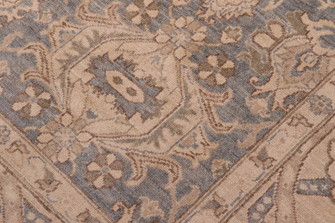 handmade Transitional Kafkaz Blue Tan Hand Knotted RECTANGLE 100% WOOL area rug 10' x 14'