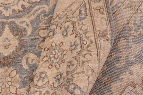 handmade Transitional Kafkaz Blue Tan Hand Knotted RECTANGLE 100% WOOL area rug 10' x 14'