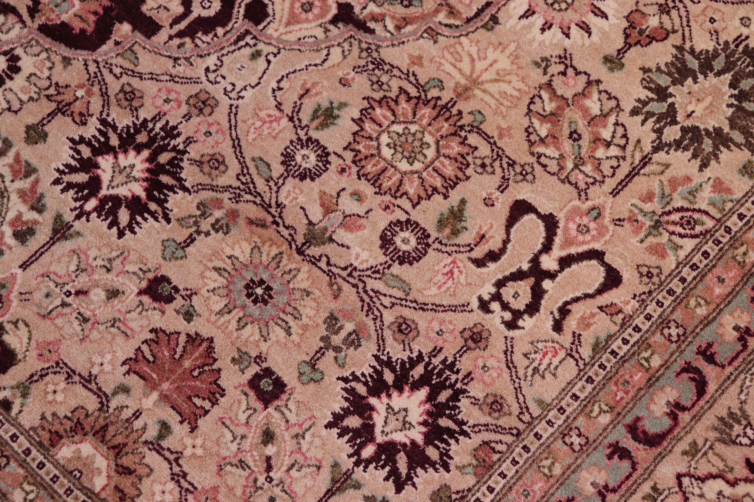 handmade Traditional Tabriz Aubergine Tan Hand Knotted RECTANGLE 100% WOOL area rug 6x9