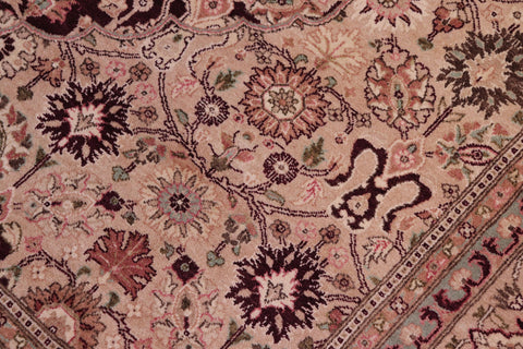 handmade Traditional Tabriz Aubergine Tan Hand Knotted RECTANGLE 100% WOOL area rug 6x9