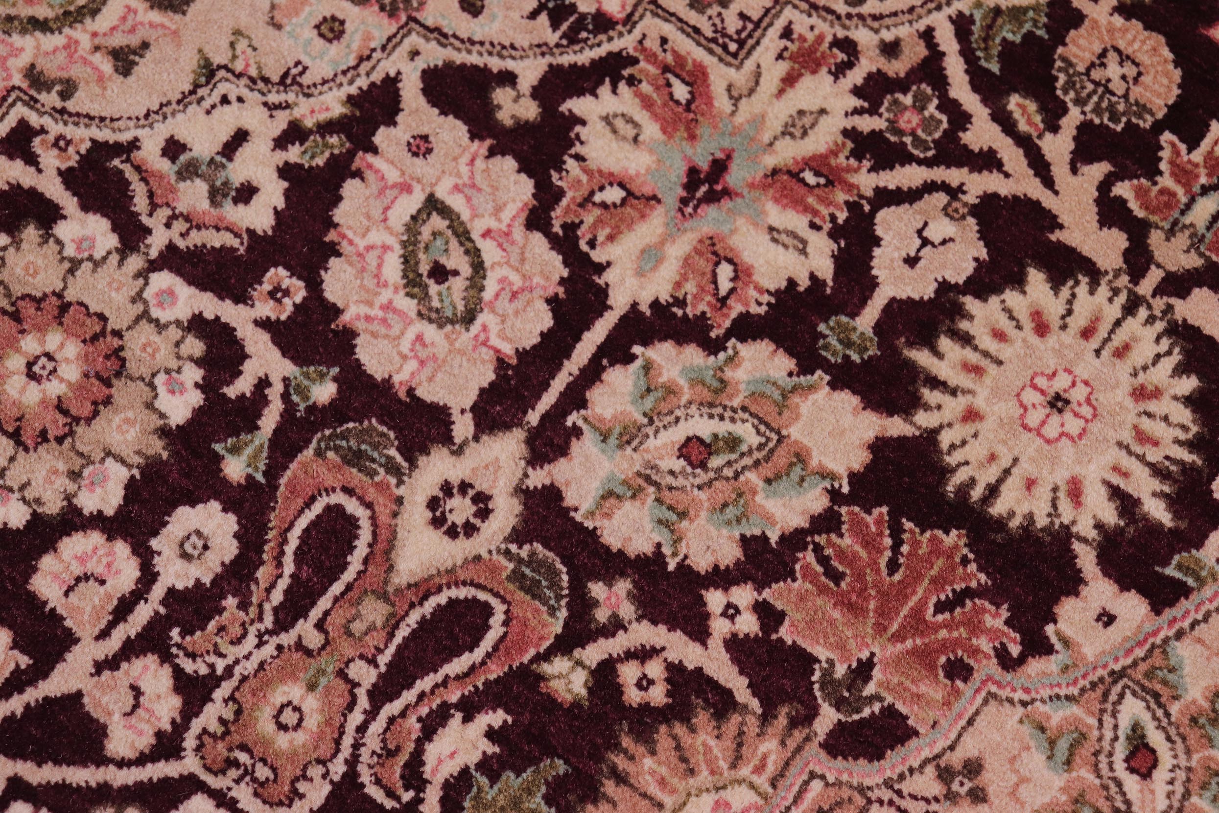 handmade Traditional Tabriz Aubergine Tan Hand Knotted RECTANGLE 100% WOOL area rug 6x9
