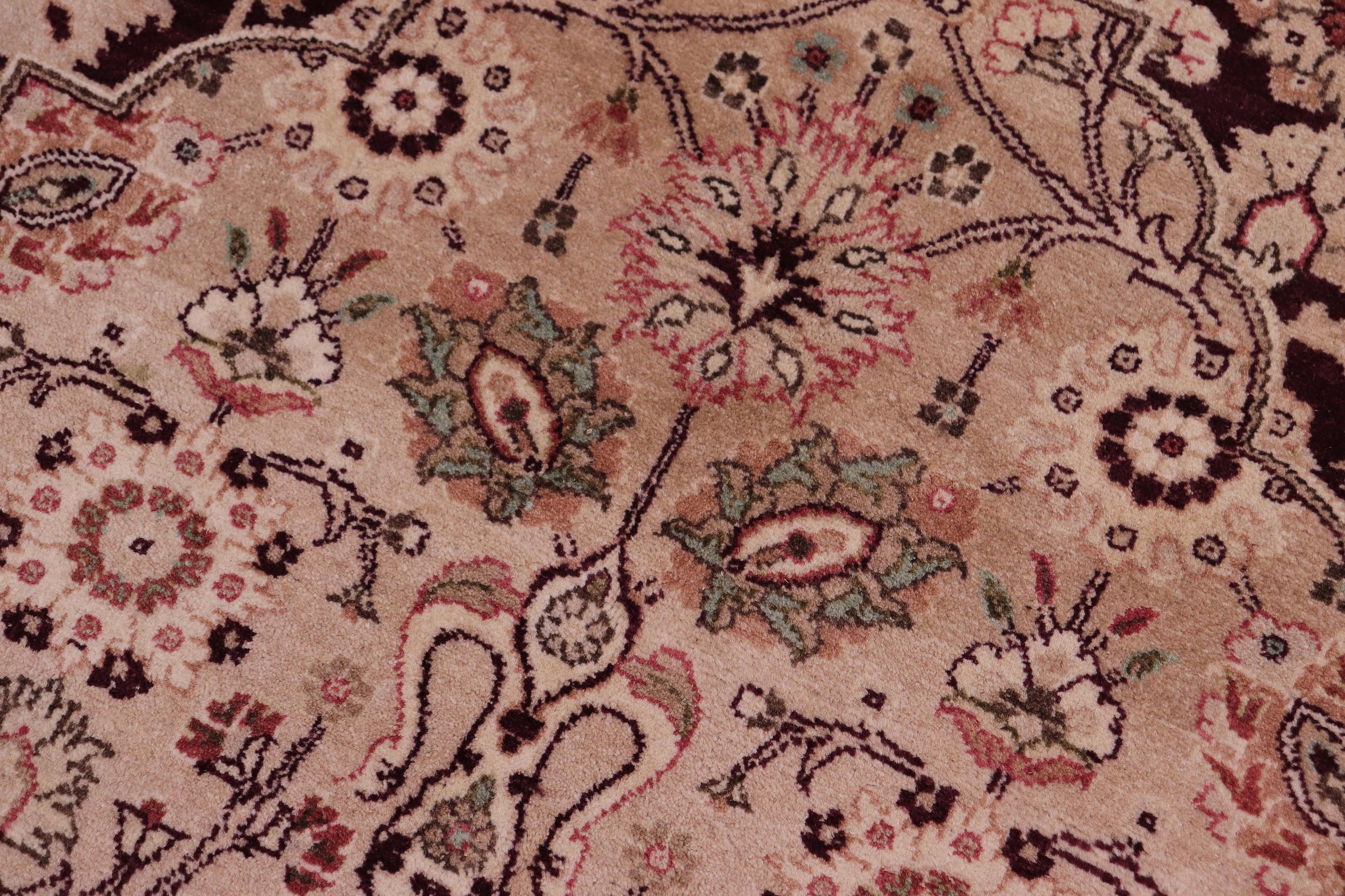 handmade Traditional Tabriz Aubergine Tan Hand Knotted RECTANGLE 100% WOOL area rug 6x9
