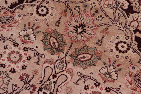 handmade Traditional Tabriz Aubergine Tan Hand Knotted RECTANGLE 100% WOOL area rug 6x9
