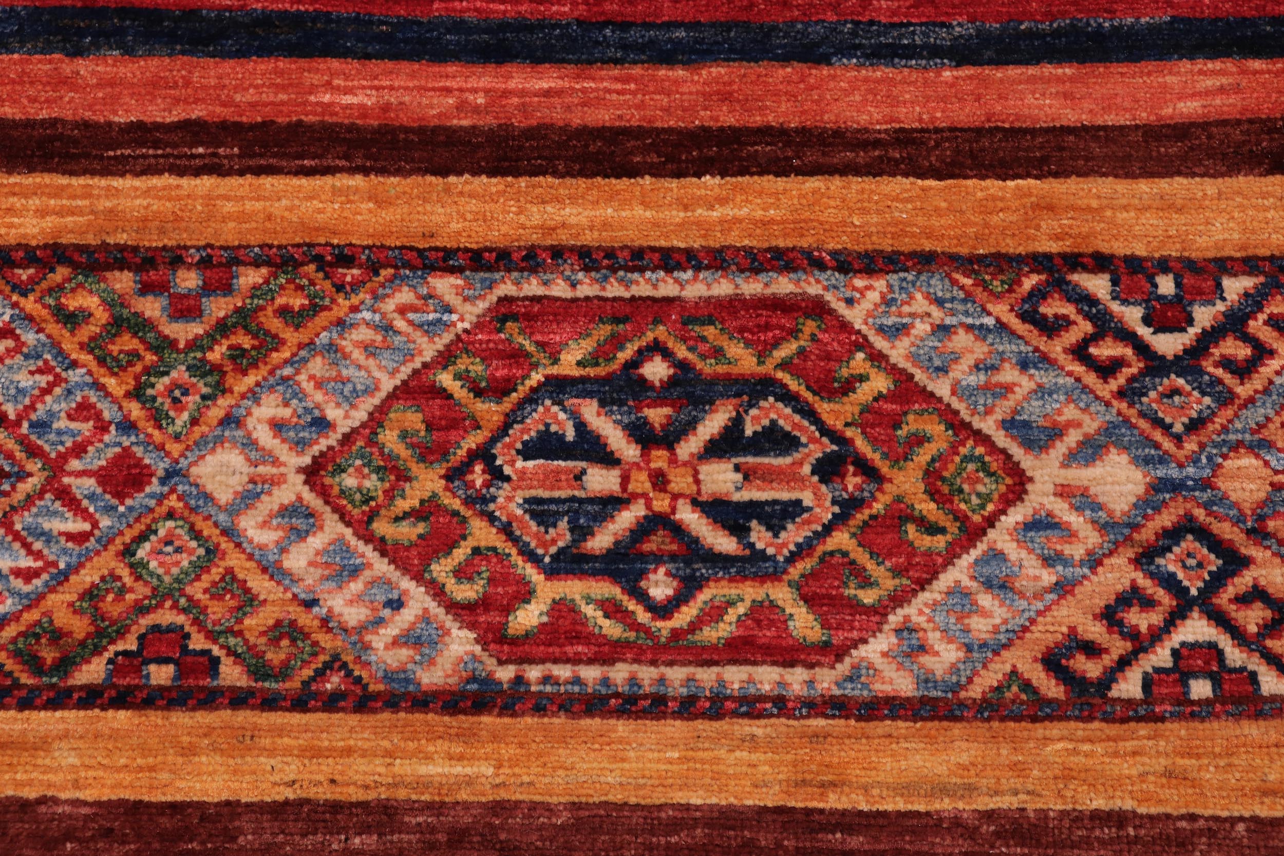 handmade Geometric Kurjean Blue Gold Hand Knotted RECTANGLE 100% WOOL area rug 5x7